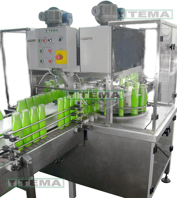 Tapadora,T-180,alimentador de tapas,ordenador de tapas,cargador de tapas,elevador de tapas,Tema SRL,Industria del Packaging